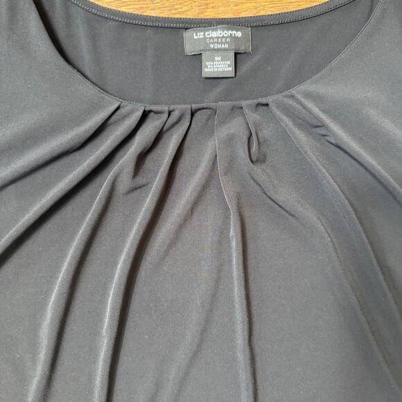 Liz Claiborne Career Woman Black Short Sleeve Top 3X Liquid Knit Short Sleeve - Picture 3 of 7